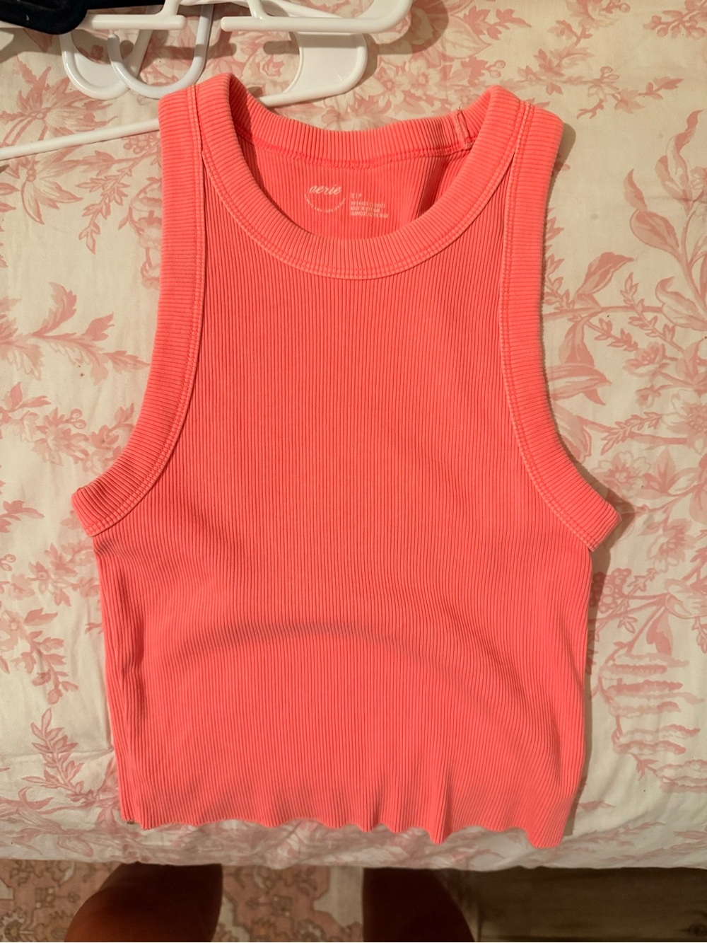 aerie Neon Coral Ribbed Tank